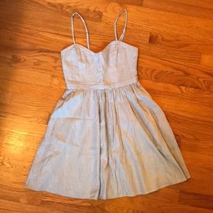 Sear-sucker blue and white a-line dress Sz 6